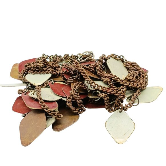 Vintage Multi-Layered Chain Necklace with Layered Geometric Pendants - Picture 2 of 2